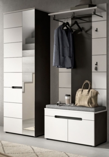 Garderobe Set 3-tlg. Cooper in weiß und grau 160 cm