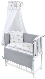 Baby-Delux Beistellbett Babybett Waffelpique Koala Grau, Stillbett 90x40 weiß höhenverstellbar, Matratze inkl. komplett Set