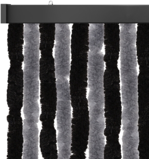 Flauschvorhang 90x200cm, perfekter Insekten- und Sichtschutz für Ihre Balkon- und Terrassentür, viele Farben Unistreifen anthrazit - schwarz
