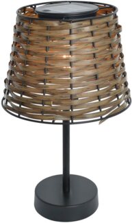 näve Außen-Tischleuchte Solar-Tisch-Leuchte Rattan braun "RADA", LED fest integriert, Warmweiß, Inkl. Dämmerungssensor
