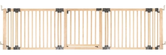 Safetots HolzMehrPanelRaumteiler, bis zu 296cm, Naturholz, 76cm Hoch, MehrPanelflexible Raumbarriere, Raumteiler mit Tür für Babys und Kleinkinder, Einfache Installation
