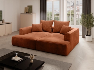 Vente-unique - Sofa 3-Sitzer - tiefe Komfortsitzfläche - Cord - Terracotta - PINETA