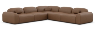 Ecksofa Barcelona mit Zierkissen, Kunstleder, Braun, Rechts