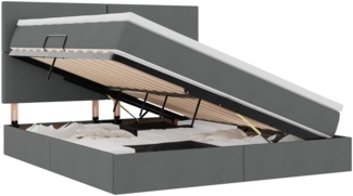 vidaXL Bett mit LED-Lichtleisten Dunkelgrau 160 x 200 cm Stoff 3372364