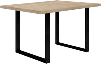 Esstisch >TABLES< in Sonoma Eiche Dekor, U-Metallgestell schwarz - 140x74,7x90cm (BxHxT)