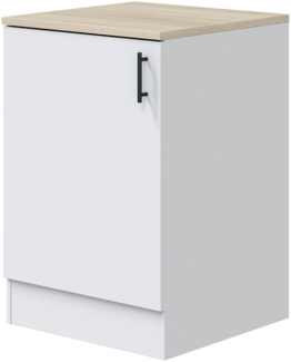 Dmora Schrank 1 Tür Zerna, Vertikaler Schrank, Aufbewahrungsmodul, Kompakte Küchenbasis, 60x60 h90 cm, Weiß und Eiche