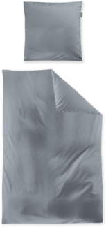 Irisette Mako-Satin uni Bettwäsche Set uni Paris 8000 blau 135 x 200 cm + 1 Kissenbezug 80x40 cm