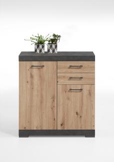 FMD Möbel - BRISTOL 2 - Kommode m. 2 Türen u. 2 SK - melaminharzbeschichtete Spanplatte - Matera / Artisan Oak - 80 x 89,9 x 34,9cm