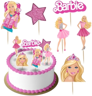 Festivalartikel Tortenstecker Barbie Topper Set 6 Stk Geburstag Torten Deko Kuchen Junge