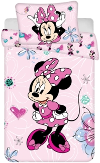 Disney Minnie Mouse Babybettwäsche 100x135 + 40x60 cm 100 % Baumwolle Reißverschluss