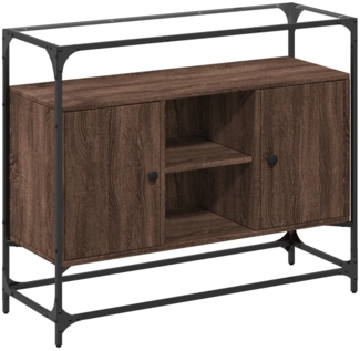vidaXL Sideboard mit Glasplatte Braun Eiche 98x35x81 cm Holzwerkstoff 846073