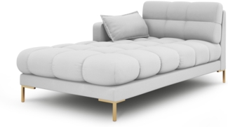 Micadoni Recamiere Mamaia 1-Sitzer Links Strukturierter Stoff Hellgrau Metall Gold