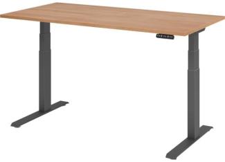 Sitz-Steh-Schreibtisch elektrisch 160x80 cm Nussbaum/Silber