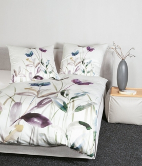 Janine Mako-Satin Bettwäsche 155 x 220 cm 80 x 80 2 teilig modern art S 42140-05-512 mauve blau