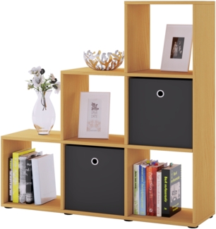 VCM 'Nitas' Treppenregal, buche, für 6 Stoffboxen