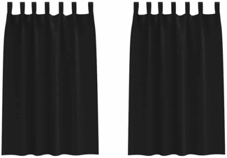vidaXL Verdunkelungs-Vorhänge mit Ringen 2 pcs Schwarz 175 x 140 cm 4107539