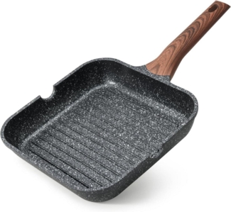 Antihaft-Grillpfanne 24cm quadratisch Induktion Granit Ausgießer vielseitig