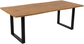 Esstisch Baumkante Holz-Optik Wildeiche 220 x 100 U-Gestell schwarz JOSY 142463998