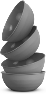 4er Pack Kunststoff Schüssel Plastikschüssel - BPA Frei - Spülmaschinenfest - ( Ø25,5cm / Grau ) Bruchfester PP - Salatschüssel Rührschüssel Schüssel