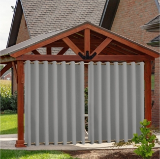 Qelus Outdoorgardine Wetterfest Outdoor Vorhang, Blickdicht Balkon Sichtschutz mit Ösen, (1 St), Winddicht Sonnenschutz Für Garten Balkon