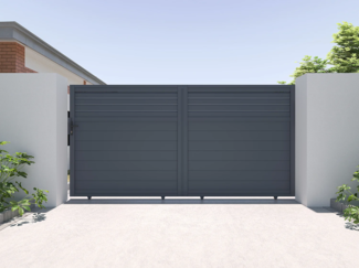 Vente-unique - Gartentor Schiebetor mit Torantrieb - 374 x 180 cm - Aluminium - Anthrazit - VIAZO
