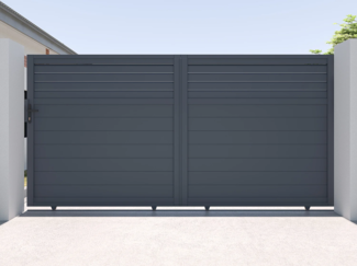 Vente-unique - Gartentor Schiebetor mit Torantrieb - 374 x 180 cm - Aluminium - Anthrazit - VIAZO