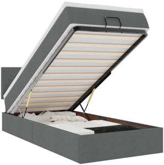 vidaXL Ottomane Bett mit Matratze & LEDs Dunkelgrau 80x200 cm Stoff 3312181