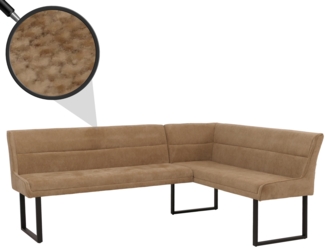 Eckbank HWC-O81, Esszimmerbank Bank, Öko-Tex (310g/m²) Chenille Stoff/Textil Metall 210x159cm ~ hellbraun