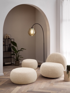 DOMO. collection Sessel 700 016, Polstersessel, rund, gepolsterte Rückenlehne, Füße mit Filzgleitern, Armsessel, Polsterganitur, 73 x 75 x 76 cm (BxTxH), beige