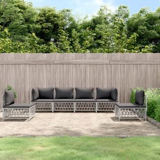 vidaXL 6-tlg. Garten-Lounge-Set mit Kissen Weiß Stahl