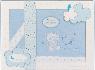 Korallenfleece Bettwäsche Set für Babywiege - Modell "Baby Love" in blau