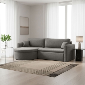 Ecksofa Schlafsofa FELIZ Stoff Quelle Grau Ottomane Links