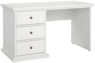 Dmora Schreibtisch Agia, Mehrzweckschreibtisch, Bürotisch für PC, Eckschreibtisch, 130x62 h74 cm, Weiß