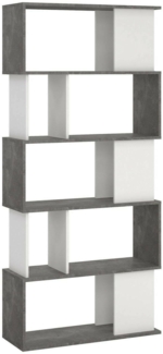 Dmora Bücherregal Arg, Büroregal, Mobiler Buchhalter, Bücherbrett, 80x30 h175 cm, Zement und Weiß