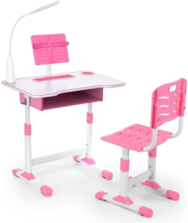 Schreibtisch Kinder Höhenverstellbar Mädchen Schublade Bücherständer Stuhl Rosa