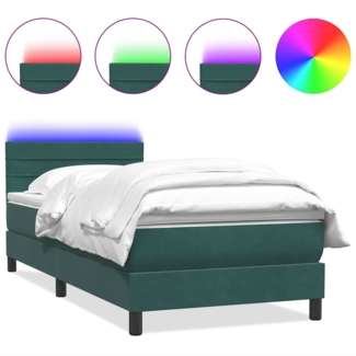 vidaXL Boxspringbett mit Matratze Dunkelgrün 80x220 cm Samt 3317004