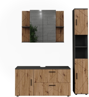 Badmöbel-Set Irma Anthrazit/Artisan 3 Teile Vicco