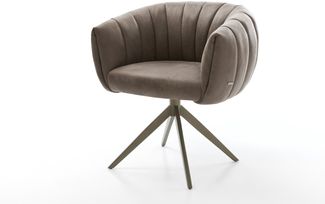 Drehstuhl Jada-Flex Mikrofaser Taupe Vintage Kreuzgestell breit Effektfinish Titan 360° drehbar Wippfunktion Taschenfederkern