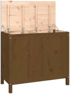 Wäschetruhe, Wäschekorb Honigbraun 88,5x44x76 cm Massivholz Kiefer de7915