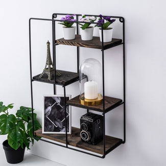 Wandregal, 'CM-006-SRK', 60 x 15 x 40, Schwarz, Nussbaum