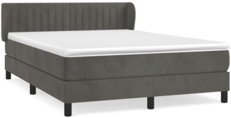 vidaXL Boxspringbett mit Matratze Dunkelgrau 140x190 cm Samt 3127608