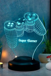 Geschenkelampe LED Nachttischlampe Spielkonsole Joystick 3D Gravur mehrfarbige Nachttischlampe, Leuchte 7 Farben fest integriert, Geburtstagsgeschenk für Freunde, Gamer