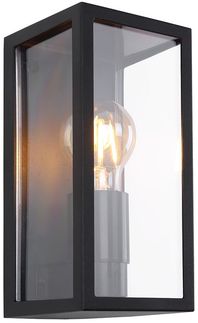 Außenwandleuchte, Metall schwarz matt, klar, H 22,8 cm