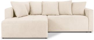 Micadoni Ecksofa mit Bettfunktion und Box Elie 4-Sitzer Links Strukturierter Stoff Beige