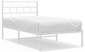 vidaXL Bettgestell mit Kopfteil, Metall, Weiß, 100x200 cm