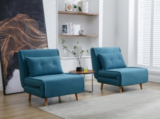 Vente-unique - Sessel mit Schlaffunktion - Stoff - Blau - URIBIA