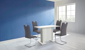 2er Set Schwingstuhl Ruby - Kunstleder Grau - verchromtes Metallgestell