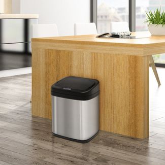 HOMCOM Mülleimer Edelstahl Automatischer Mülleimer mit Bewegungssensor, Inneneimer, für Büro, Schlafzimmer, Küchen Silber+Schwarz