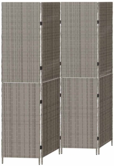 vidaXL Raumteiler Grau 195 x 180 cm Poly-Rattan 42003674
