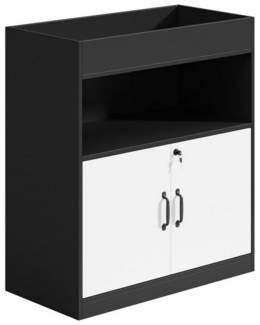 FUFU&GAGA Stauraumschrank Bücherschrank mit Schloss, schwarz-weiß, MDF, 80×40×100 cm